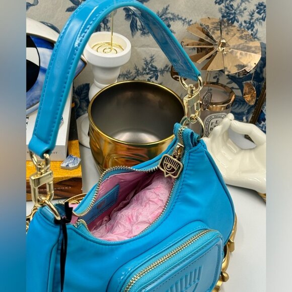 🆕 CHIARA FERRAGNI 🧿 NWT Vicky Eyelike Tote Bag - Borsa a Mano - Blue - Picture 9 of 16